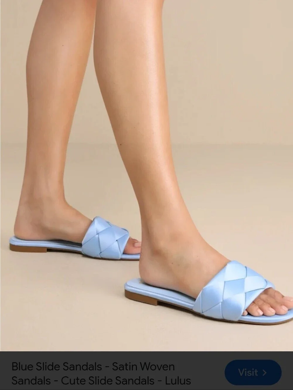 LULUS  ALSTERN WOVEN SLIDES SABDALS 8 . NWOT. SATIN BLUE
